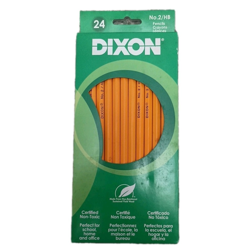 Dixon Pencils 24 Pack No.2 HB Wood-Cased Latex Free Eraser Non-Toxic 12024